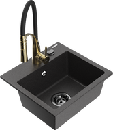 Mexen Milo гранитна мивка с 1 отделение с кухненски смесител Aster, черна на