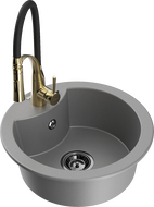 Mexen Diego гранитна мивка с 1 отделение и кухненски смесител Aster, сива - 6512-71-73450-57-B