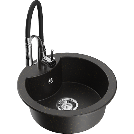 Mexen Diego гранитна кухненска мивка с 1 корито и кухненски смесител Aster,