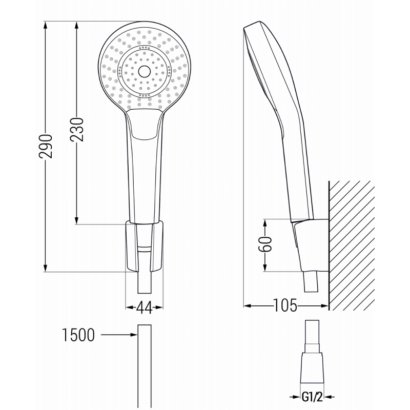 Mexen Royo R05 вана батерия с душ комплект, черен - 7223R05-70