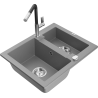 Mexen Carlos гранитна мивка с 1,5 отделения и кухненски смесител Flora, сив