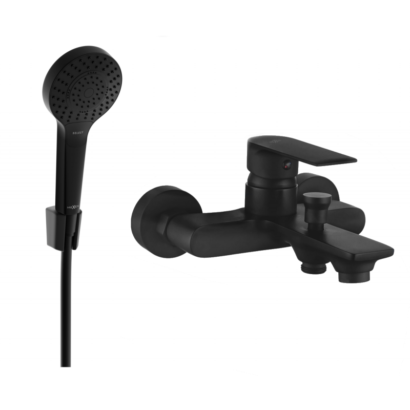 Mexen Royo R05 батерия за вана с душ комплект, черна - 7223R05-70