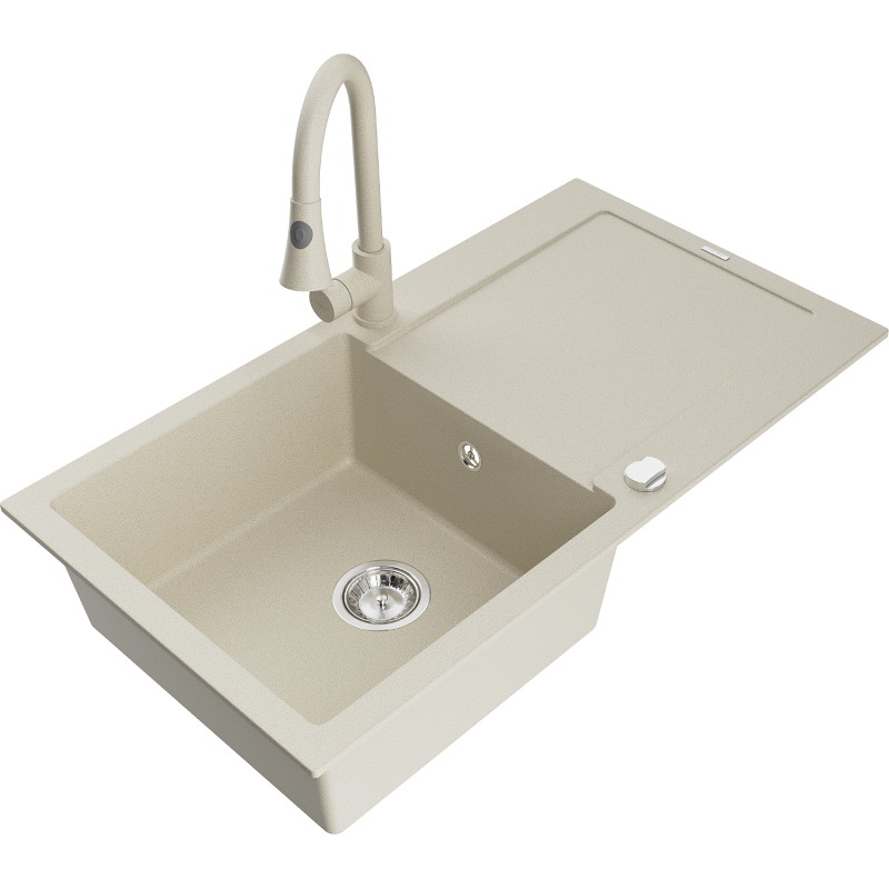 Mexen Leo гранитна кухня мивка с едно корито с отцедник и кухненски