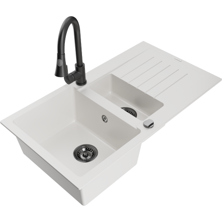 Mexen Matias гранитна мивка с 1,5 отделения с отцедник и кухненски смесител