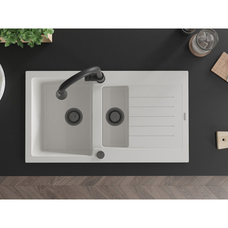 Mexen Matias гранитна мивка с 1,5 отделения с отцедник и кухненски смесител