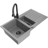 Mexen Matias гранитна мивка със сива кухненска батерия, 1,5 отделение с