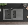 Mexen Matias гранитна мивка със сива кухненска батерия, 1,5 отделение с