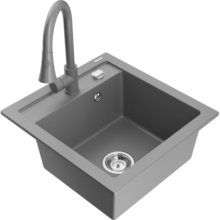 Mexen Vito гранитна мивка с 1 отделение и кухненски смесител Elia, сива