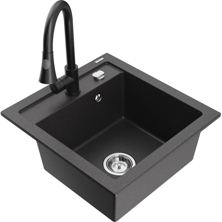 Mexen Vito гранитна мивка с 1 отделение с кухненски смесител Elia, черно на