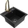 Mexen Vito гранитна кухненска мивка с едно отделение и смесител Elia, черен