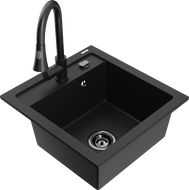 Mexen Vito гранитна мивка 1-камерна с кухненски смесител Elia, черен