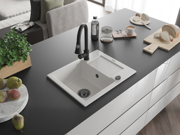 Mexen Enzo гранитна мивка с 1 отделение със сушилник и кухненски смесител