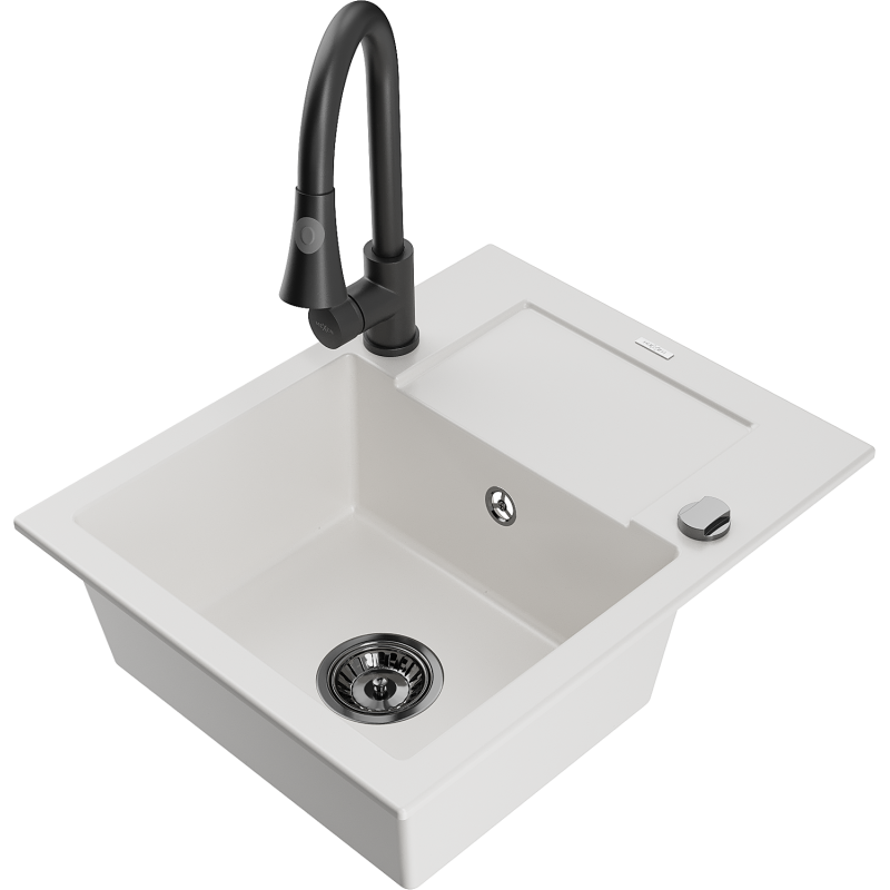 Mexen Enzo гранитна мивка с 1 отделение със сушилник и кухненски смесител