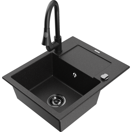 Mexen Enzo гранитна мивка с 1 отделение с отцедник и кухненски смесител Elia,