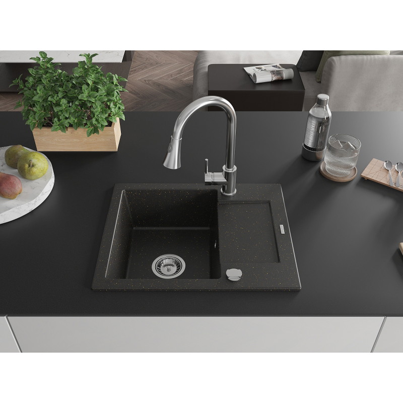 Mexen Enzo гранитна кухненска мивка с една камера с отцедник и кухненски