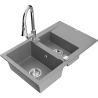 Мексен Гаспар кухненска мивка от гранит 1,5-коморова с отцеждач и кухненска батерия Елия, сива - 6507-71-670101-00