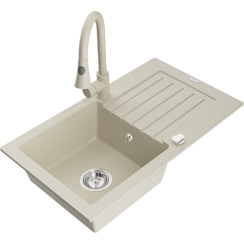 Mexen Pablo гранитна мивка с 1 отделение с отцедник и кухненски смесител