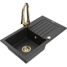 Mexen Pablo гранитна мивка с 1 корито с отцедник и кухненски смесител Elia,