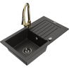 Mexen Pablo гранитна мивка с 1 отделение с отцедник и кухненски смесител Elia,