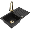 Mexen Pablo гранитна мивка с 1 камера с отцедник и кухненски смесител Elia,
