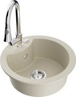 Mexen Diego еднокамерен гранитен мивка с кухненски смесител Elia, бежов - 6512-69-670101-00