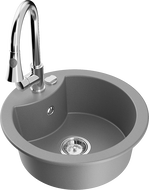 Mexen Diego кухненска мивка от гранит с 1 отделение и кухненски смесител Elia, сив - 6512-71-670101-00