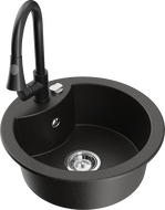 Mexen Diego гранитна кухненска мивка с 1 отделение с кухненски смесител Elia,