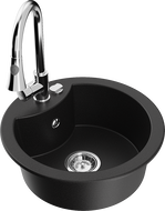 Mexen Diego гранитна мивка с 1 гнездо с кухненски смесител Elia, черен - 6512-77-670101-00