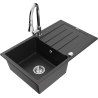 Mexen Bruno гранитна мивка с една купа с отцедник и кухненски смесител Elia,