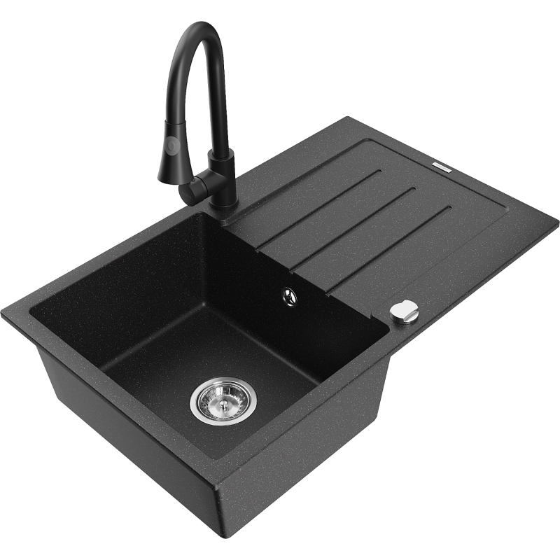 Mexen Bruno гранитна кухненска мивка с 1 купа с отцедник и кухненски