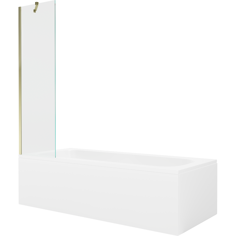 Mexen Vega правоъгълна вана 150 x 70 cm с облицовка и еднокрилен параван 50 cm, прозрачен, златен - 550115070X9505000050