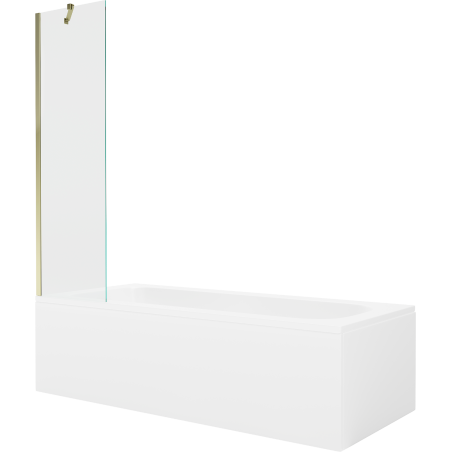 Mexen Vega правоъгълна вана 150 x 70 cm с облицовка и еднокрилен параван 50 cm, прозрачен, златен - 550115070X9505000050