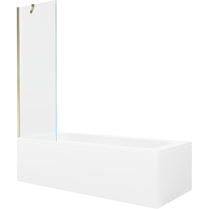 Mexen Vega правоъгълна вана 170 x 70 cm с облицовка и еднокрилен параван 60 cm, прозрачен, златен - 550117070X9506000050
