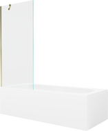 Mexen Vega правоъгълна вана 160 x 70 cm с корпус и еднокрилен параван 80 cm, прозрачен, златист - 550116070X9508000050