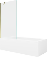Mexen Vega правоъгълна вана 160 x 70 cm с обшивка и 1-крилен параван 90 cm, прозрачен, златен - 550116070X9509000050