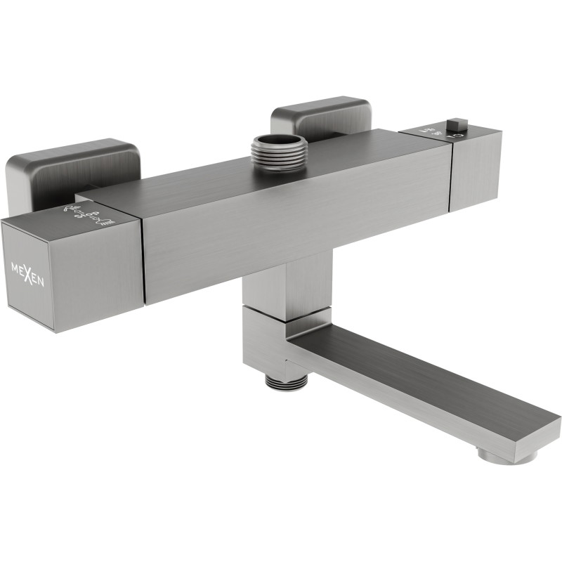 Mexen Cube термостатичен смесител за вана-душ, четка gun gray - 77910-66