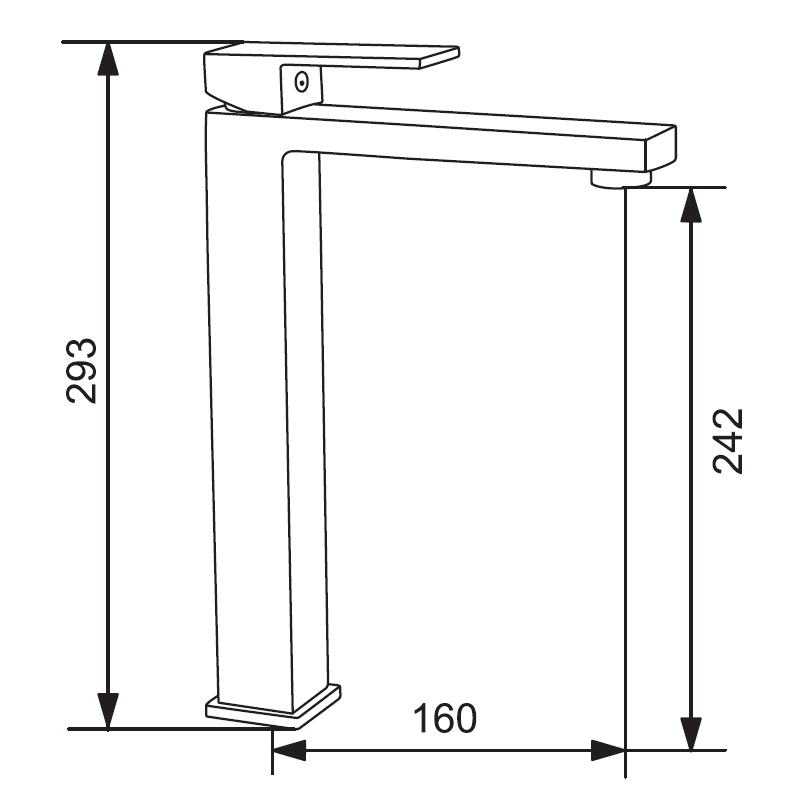 Mexen Uno висока смесителна батерия за мивка, черна - 71410-70