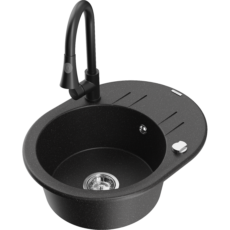 Mexen Kevin гранитна мивка с една камера с отцедник и кухненски смесител