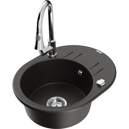 Mexen Kevin гранитна мивка с 1 отделение със сушилник и кухненски смесител