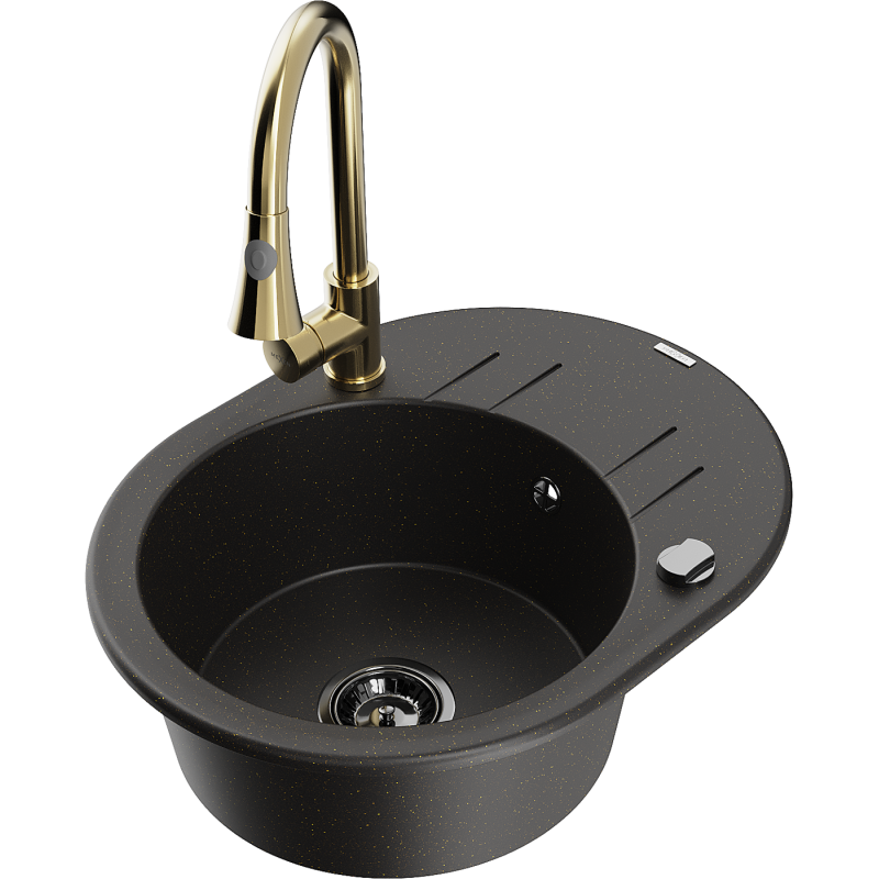 Mexen Kevin гранитна мивка с 1 корито с отцедник и кухненски смесител Elia,