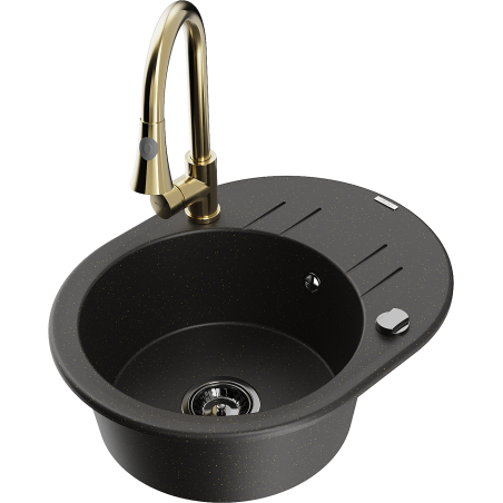 Mexen Kevin гранитна мивка с 1 корито с отцедник и кухненски смесител Elia,