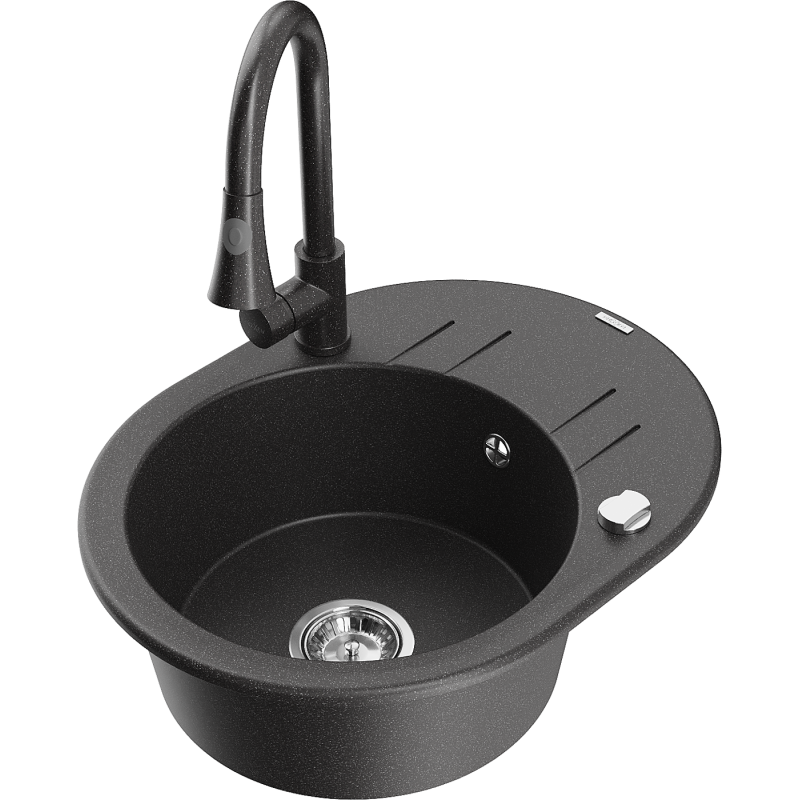 Mexen Kevin гранитна мивка с 1 отделение с отцедник и кухняшка батерия Elia,