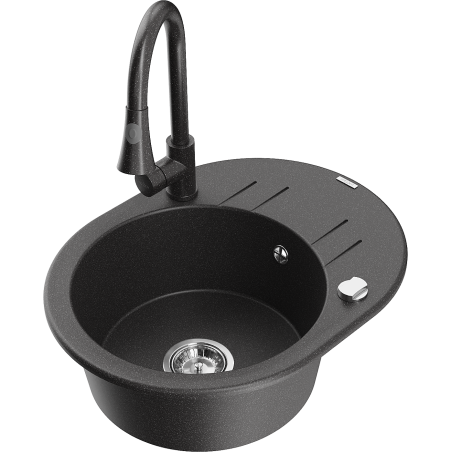 Mexen Kevin гранитна мивка с 1 отделение с отцедник и кухняшка батерия Elia,