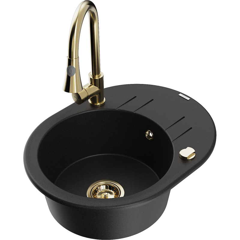 Mexen Kevin гранитна мивка с 1 отделение, отцедник и кухненски смесител Elia,