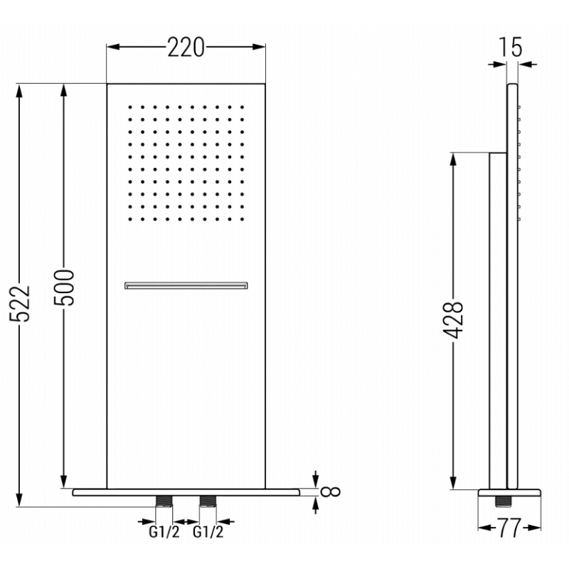 Mexen Waterfall дъждовна глава slim 50 x 22 см, хром - 79190-00