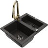 Mexen Carlos гранитна мивка с 1,5 камери с кухненски смесител Elia,
