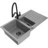 Mexen Matias гранитна мивка 1,5 камери с отцедник и кухненски смесител Duo, сив