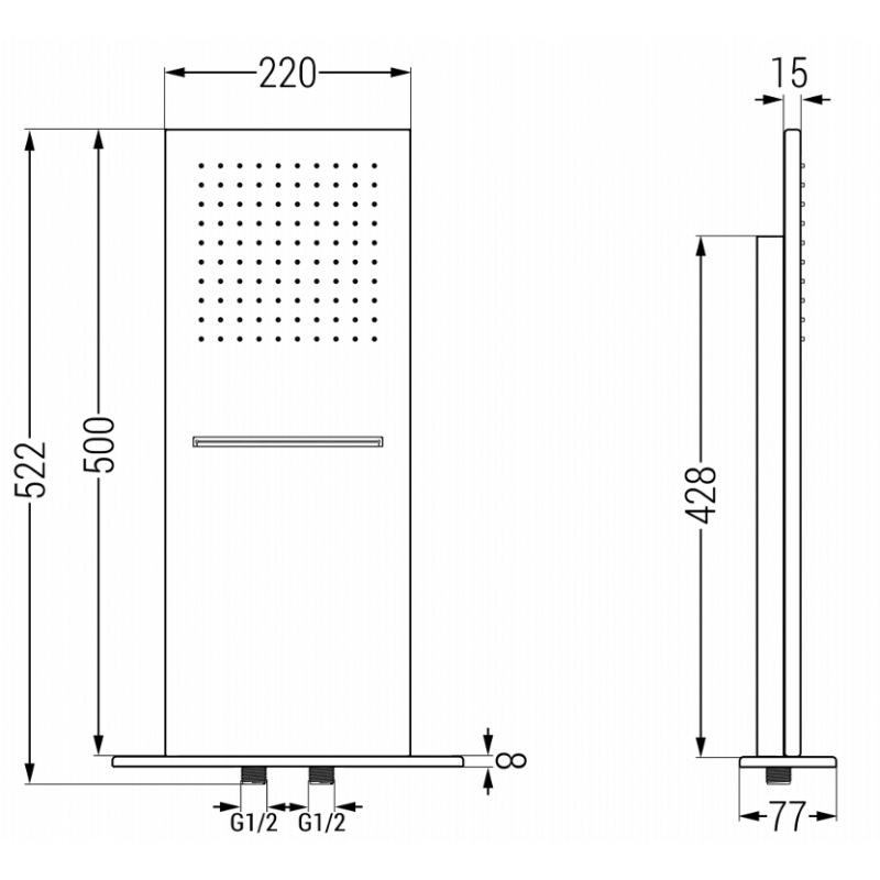 Mexen Waterfall душ глава slim 50 x 22 см, златна - 79190-50