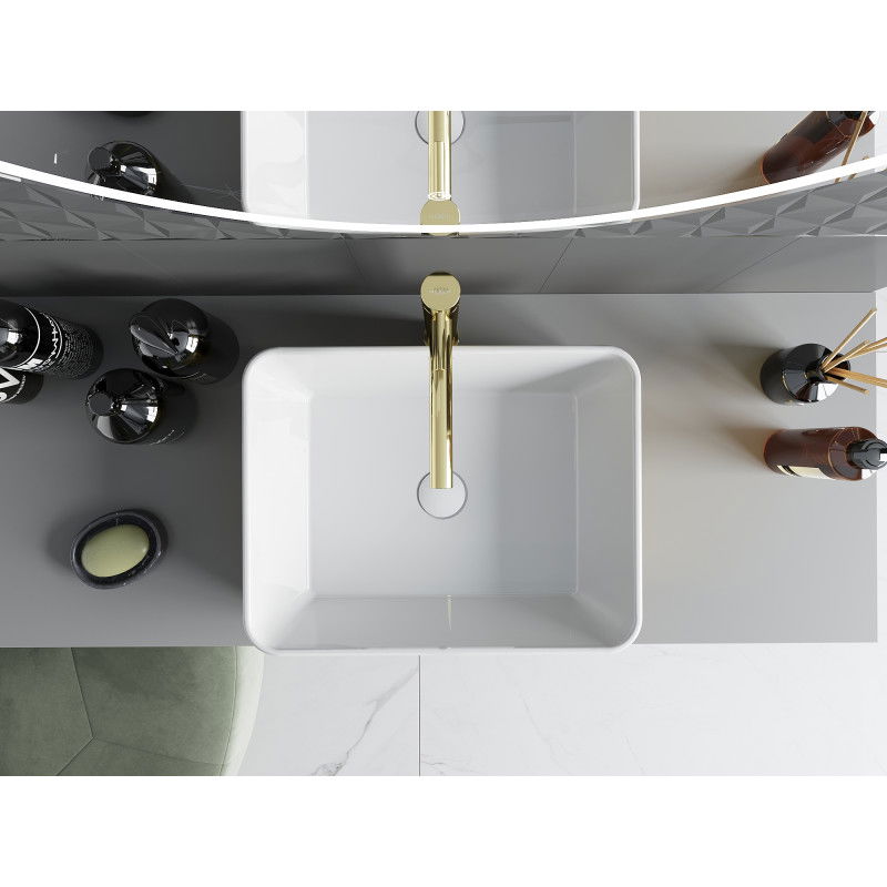 Mexen Catia мивка върху плот 48 x 38 см, бяла/златна модел люспи - 21314808