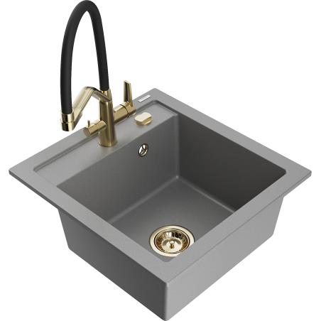 Mexen Vito гранитна кухненска мивка с една камера с кухненски смесител Duo,